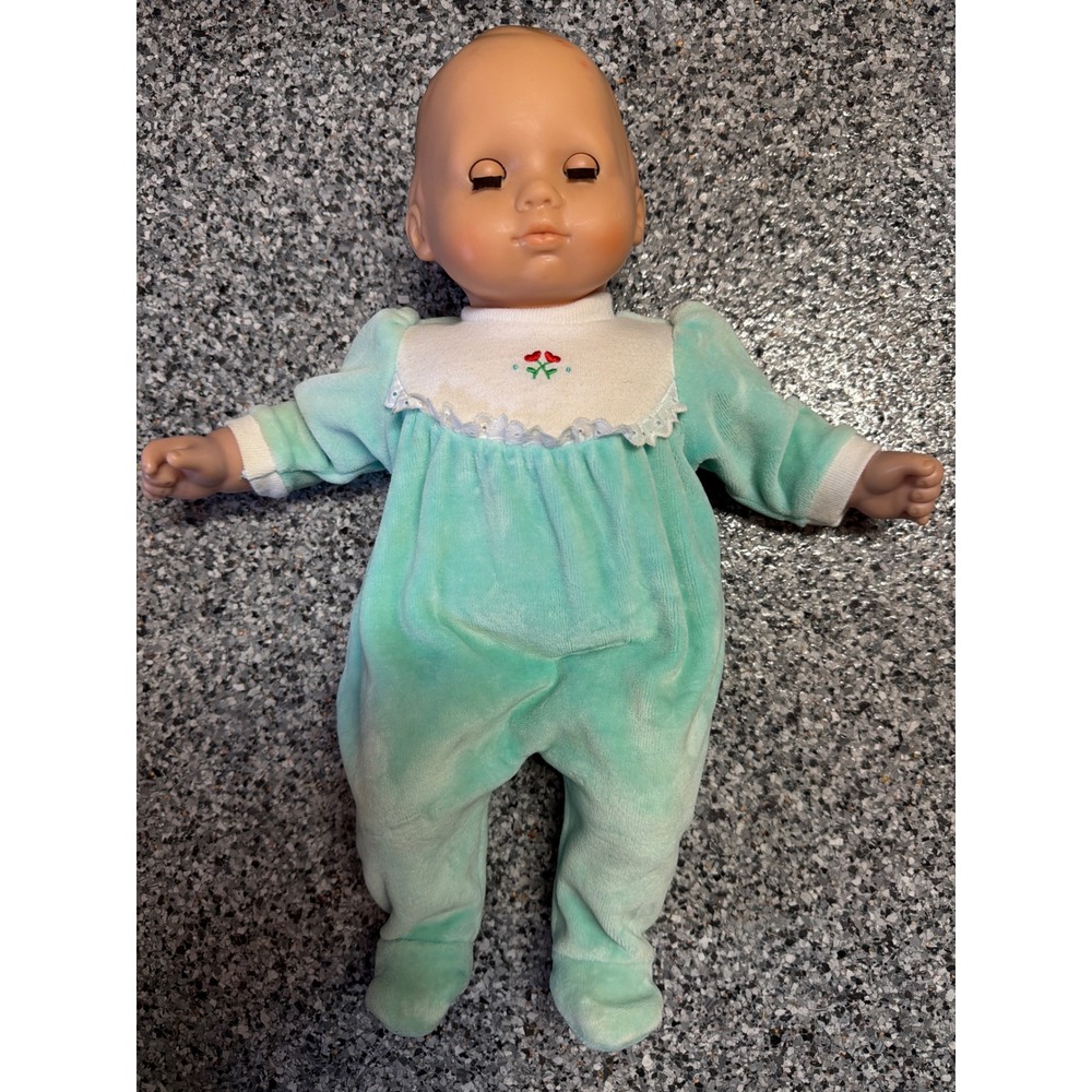Vintage Pleasant Company Bitty Baby Doll Mint Green Velour Sleeper Sleep Eyes 14